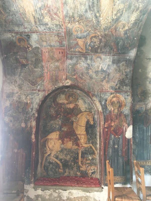 Frescoes within Church of Agios Georgios, Anidri, Crete.